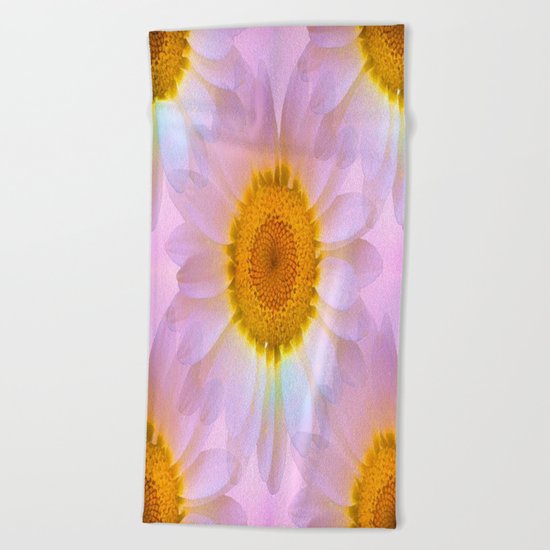 Pink Iridescent Floral Abstract Beach Towel