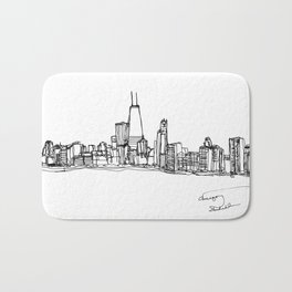 Chicago Skyline (A Continuous Line Drawing) Badematte