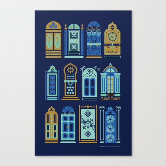 Moroccan Doors – Navy Palette Canvas Print