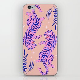 Pink Twin Tigers | Moon Star - Pink Tiger | Christmas Eve 2021, 2022 Year of Tiger Pattern iPhone Skin