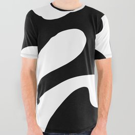 70s Retro Abstract Pattern Black and White All Over Graphic Tee
