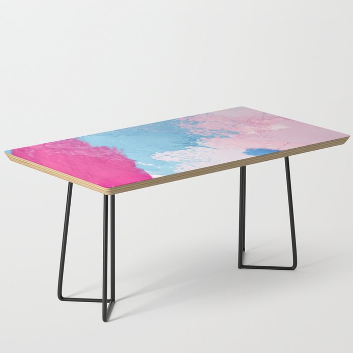 Hand Painted Abstract Magenta Pink Blue White Watercolor Strokes Coffee Table