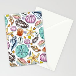 Illustrated Seashell Pattern Stationery Cards