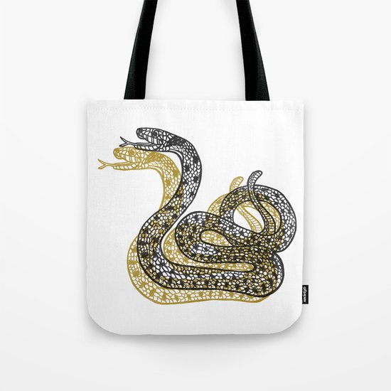 Snake (Black/Gold) Tote Bag