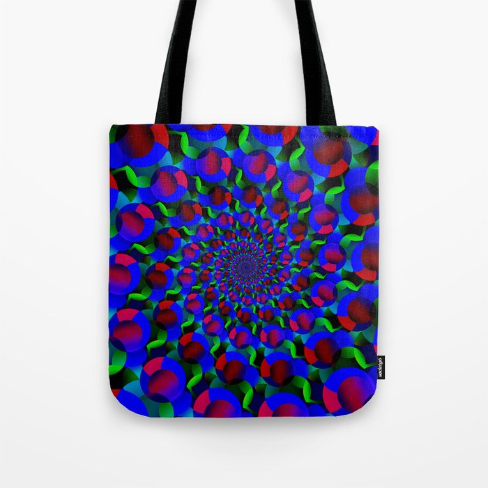 Blue Hippie Spiral Fractal Art Pattern Tote Bag