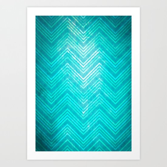 Blue Chevron Art Print