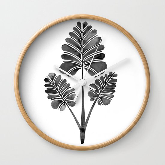 Tropical Palm Leaf Trifecta – Black Palette Wall Clock