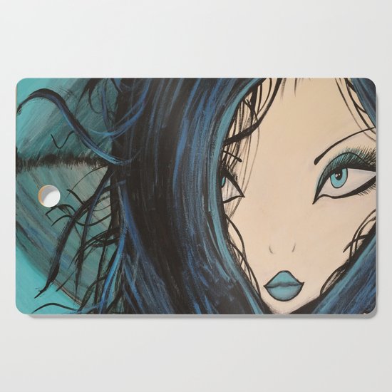 Blue And Black Hair Girl Mermaid Painting By Jodi Tomer