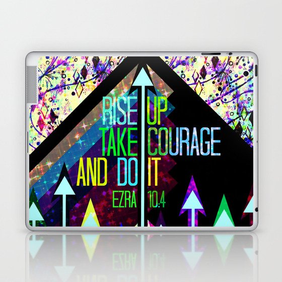 RISE UP TAKE COURAGE AND DO IT Colorful Geometric Floral Abstract Painting Christian Bible Scripture Laptop & iPad Skin
