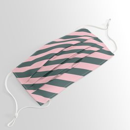 [ Thumbnail: Pink & Dark Slate Gray Colored Striped Pattern Face Mask ]