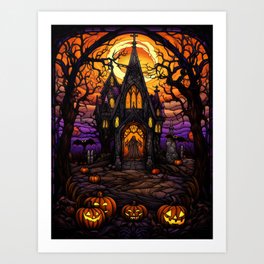 Spooky Halloween Church Art Print