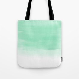 Teal Watercolor on White Tote Bag