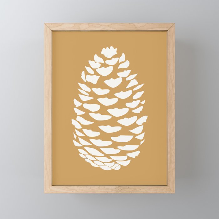 Pinecones (Autumn Yellow) Framed Mini Art Print