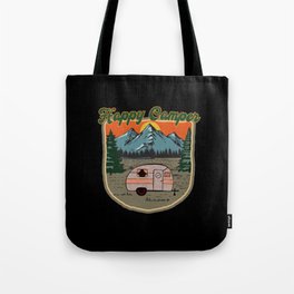 Happy Camper Trailer Graphic Design Tote Bag