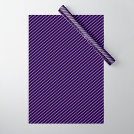 [ Thumbnail: Purple & Black Colored Striped/Lined Pattern Wrapping Paper ]