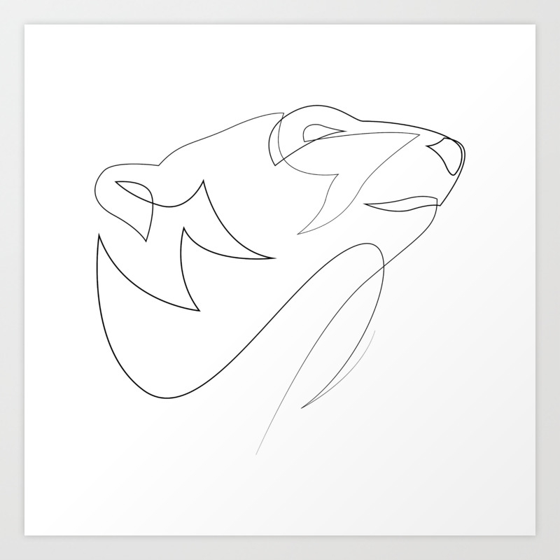 One Line Polar Bear Art Print By Dronathan Society6