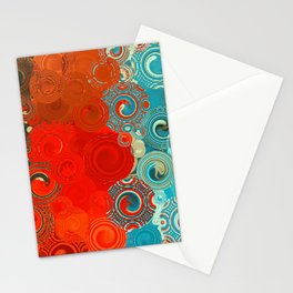 Turquoise and Red Swirls - cheerful, bright art and home decor Stationery Card