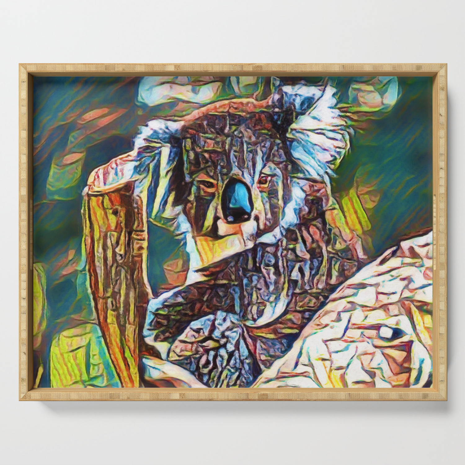 Monkey Bear Geometry Painting Serving Tray By Rustytaylor Society6