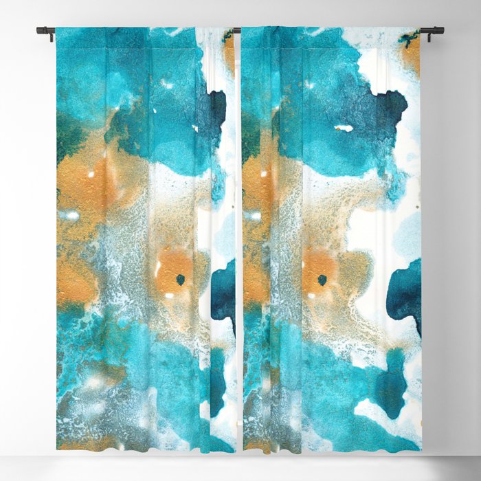 Aqua Teal Gold Abstract Painting 2 Ink Decor Art Society6