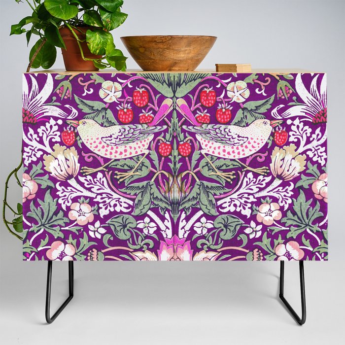 Remix William Morris Strawberry Thief Pattern Credenza