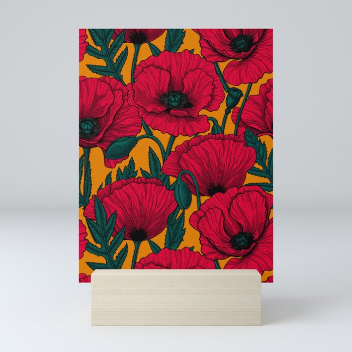 Red poppy garden    Mini Art Print
