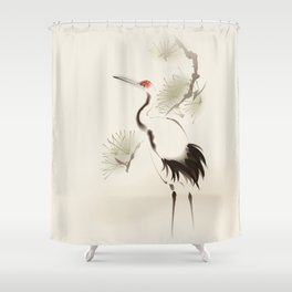 Oriental Red-Crowned Crane 002 Shower Curtain