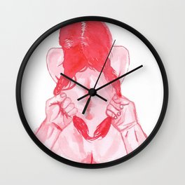Harder Wall Clock | Art, Painting, Girl, Man, Watercolor, Hair, Red, Erotic, Sex, Hairpulling 