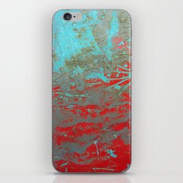 texture - aqua and red paint iPhone Skin