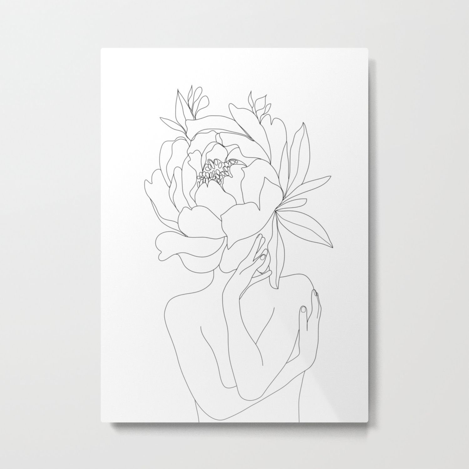 Minimal Line Art Woman Flower Head Metal Print By Nadja1 Society6,Anatomy Anime Poses Female Base