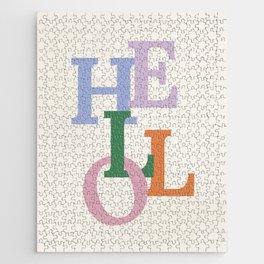 Hello Colorful Welcome Lettering | Pastel Typography Quote Jigsaw Puzzle