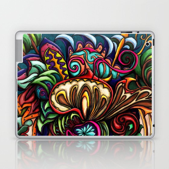 Chameleon on mushroom painting, colorful abstract nature Laptop & iPad Skin