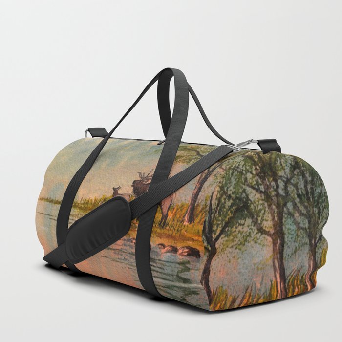 Elk Beside A misty River Duffle Bag