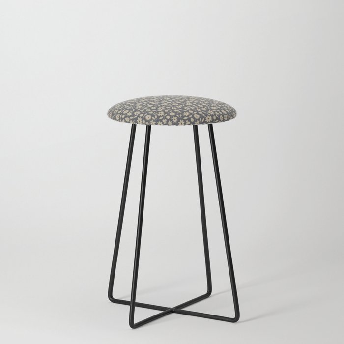 Grey Floral Counter Stool