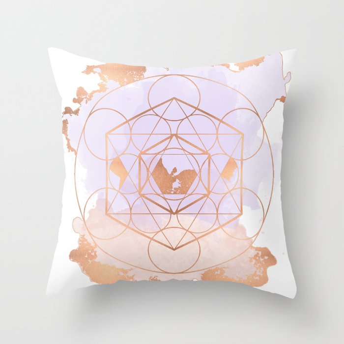 Light Me Up and Away - Copper Rose Gold Throw Pillow