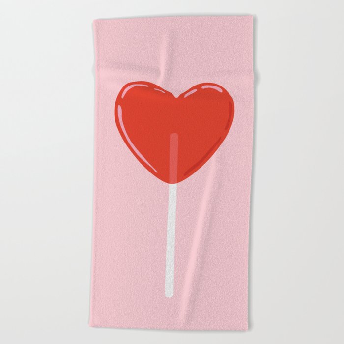 Heart-Shaped Lollipop Beach Towel