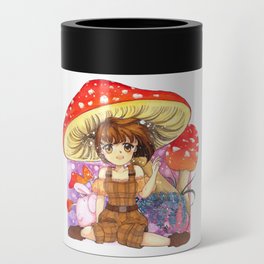 Kawaii Anime girl with enchanted forest mushroom theme Can Cooler