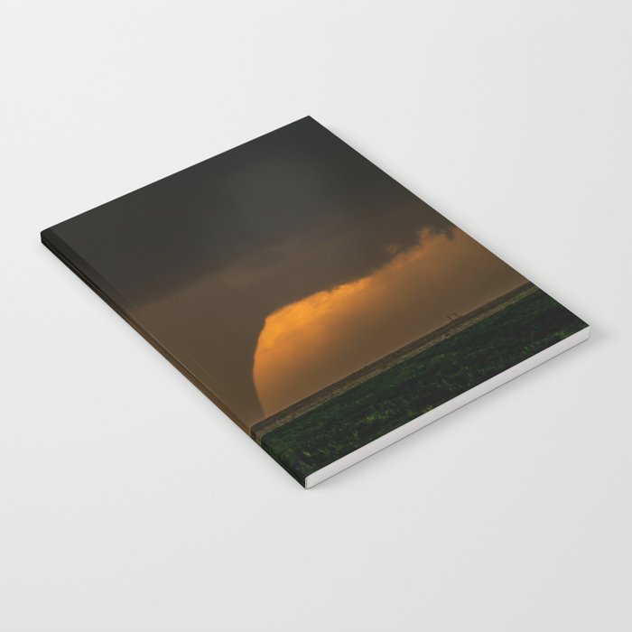 Silhouette - Large Tornado at Sunset in Kansas Notebook