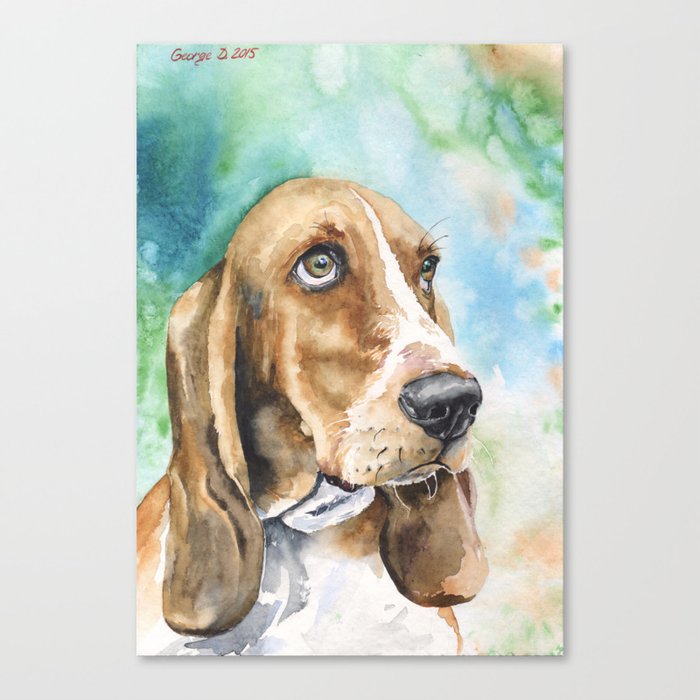 Bassett Hound Watercolor | Pillow Cover | Dogs | Home Decor | Custom Dog Pillow | Dog Mom | Hound Canvas Print