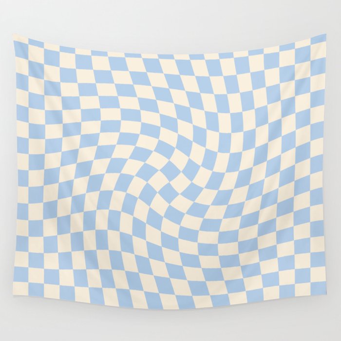 Check II - Baby Blue Twist — Checkerboard Print Wall Tapestry