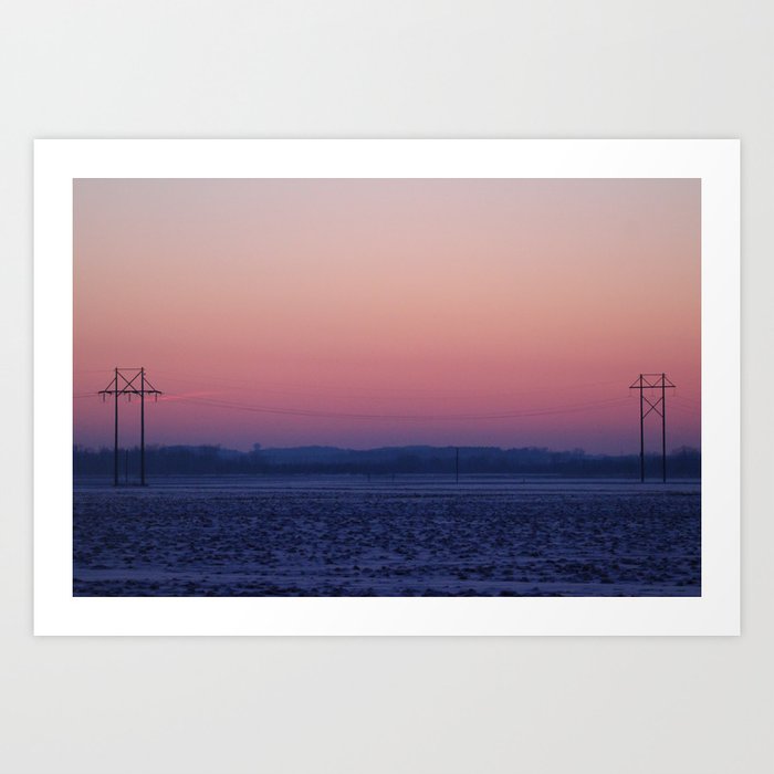 Winter Sunset Rural Wisconsin Art Print