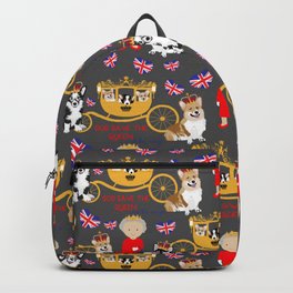 God Save The Queen ... And The Corgis  Backpack | Pattern, Woman, Watercolor, Animal, Corgis, Puppy, Greatbritain, Dogs, Ipet, Pembrokewelshcorg 