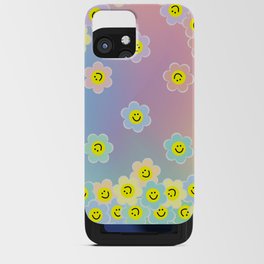 Colourful Pastel Happy Daisies on Pastel Gradient Rainbow Background iPhone Card Case