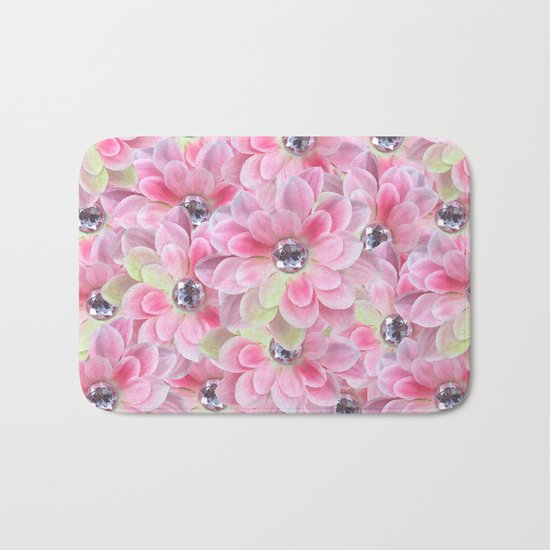 Shocking Pink Flora Gems Bath Mat