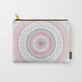 Boho Pink Silver Pastel Mandala Carry-All Pouch | Geometric, Simple, Mandalas, Digitalart, Basic, Mandala, Shabbychic, Abstract, Simplistic, Modern 