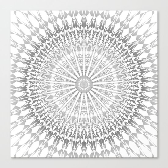 Gray White Mandala Canvas Print