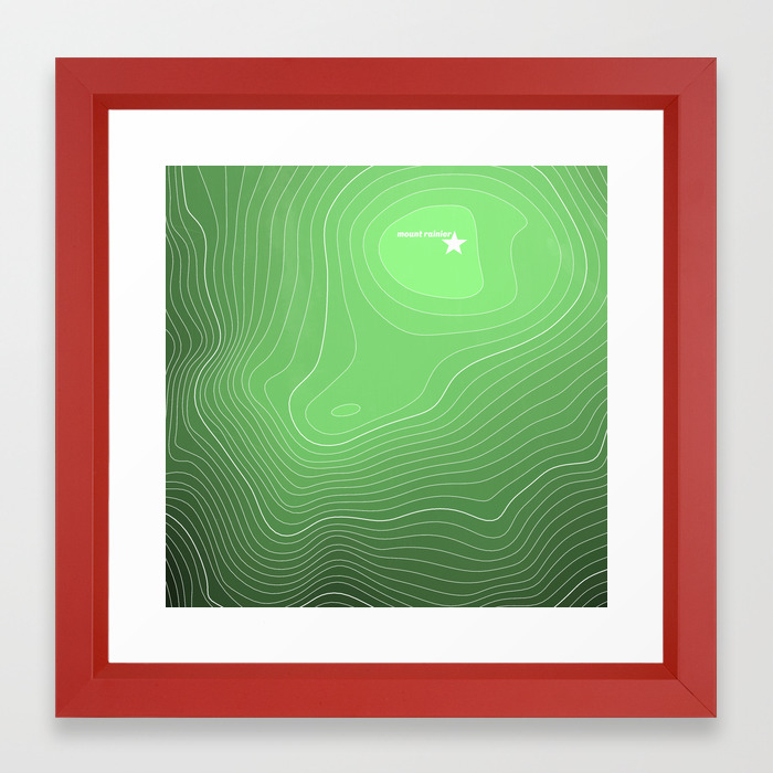Mount Rainier Topography Framed Art Print By Designcm Society6