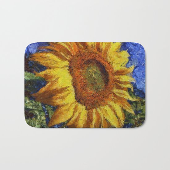 Sunflower In Van Gogh Style Bath Mat