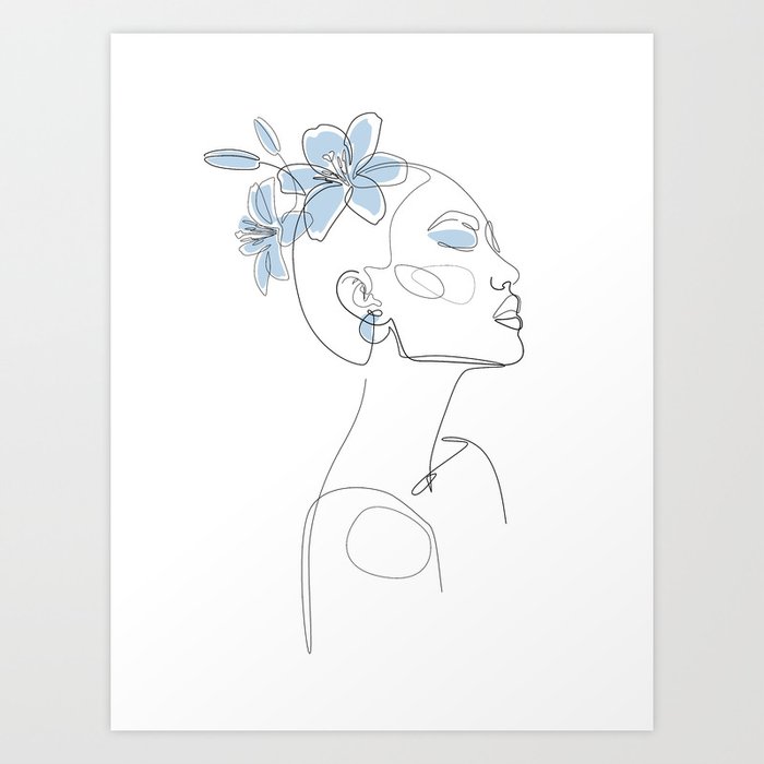 Blue Lily Lady Art Print
