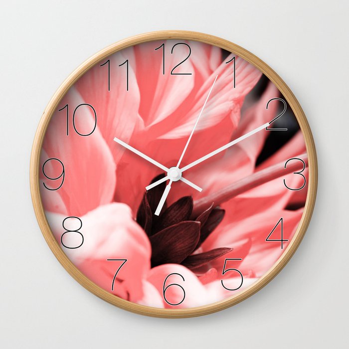 Pink Deer Antler Chrysanthemum Flower Wall Clock