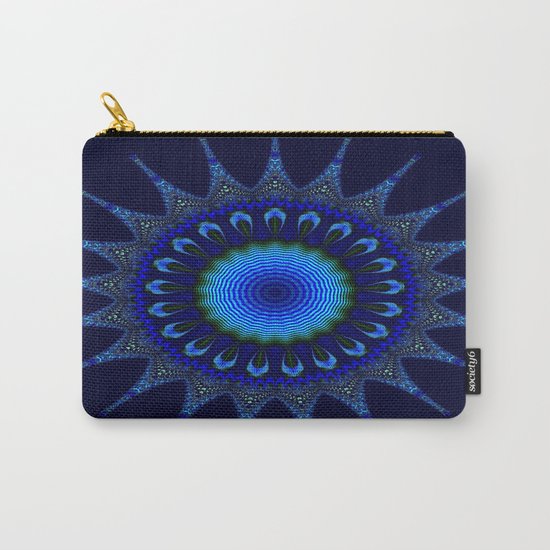 Blue kaleidoscope fractal star Carry-All Pouch
